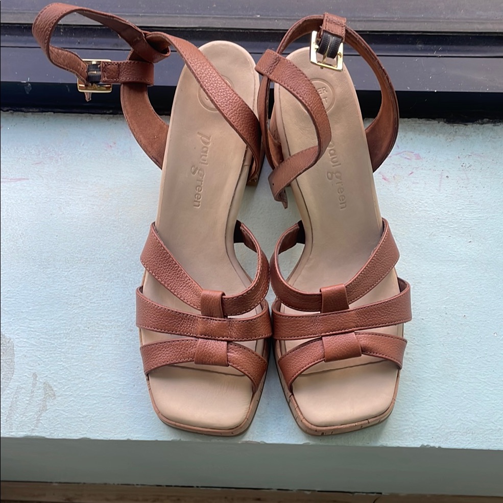Paul Green Brown Sandals With Strappy Design